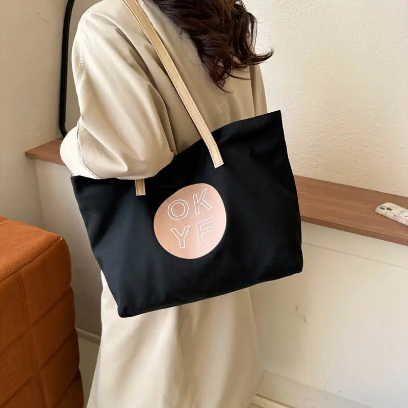 Canvas Shoulder Bag Women Large Capacity Beige 2025 - Image 4