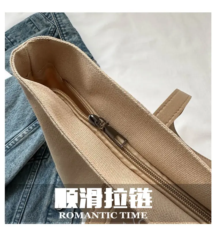 Canvas Shoulder Bag Women Large Capacity Beige 2025 — feature 3