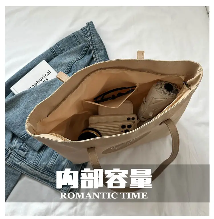 Canvas Shoulder Bag Women Large Capacity Beige 2025 — feature 4
