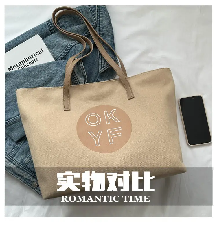 Canvas Shoulder Bag Women Large Capacity Beige 2025 — feature 5