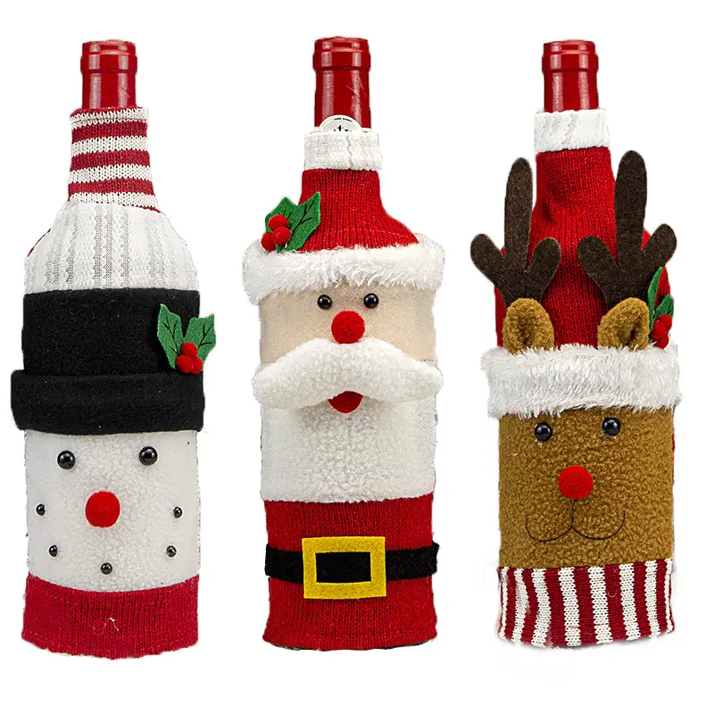 Cross Border Knitted Wine Bottle Christmas Decor Set — feature 11