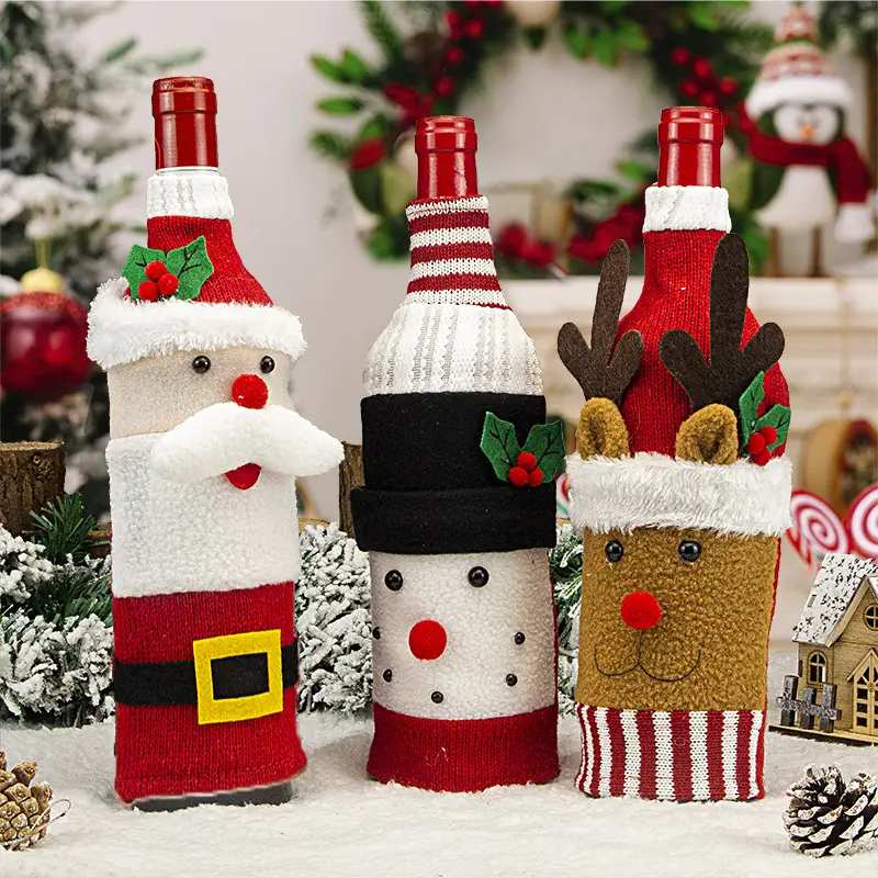 Cross Border Knitted Wine Bottle Christmas Decor Set — feature 4