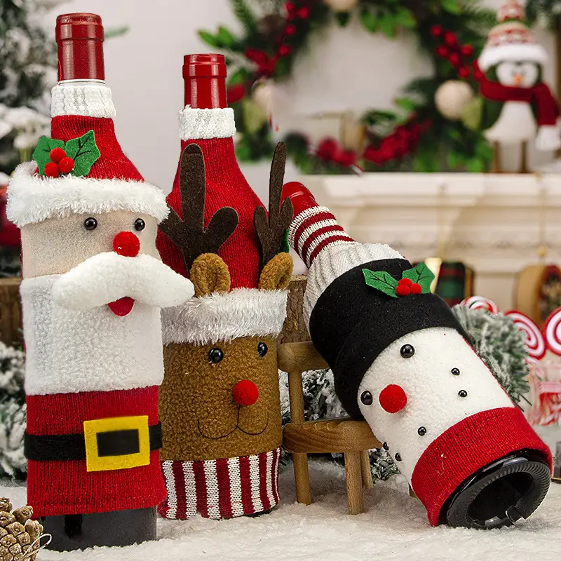 Cross Border Knitted Wine Bottle Christmas Decor Set — feature 6