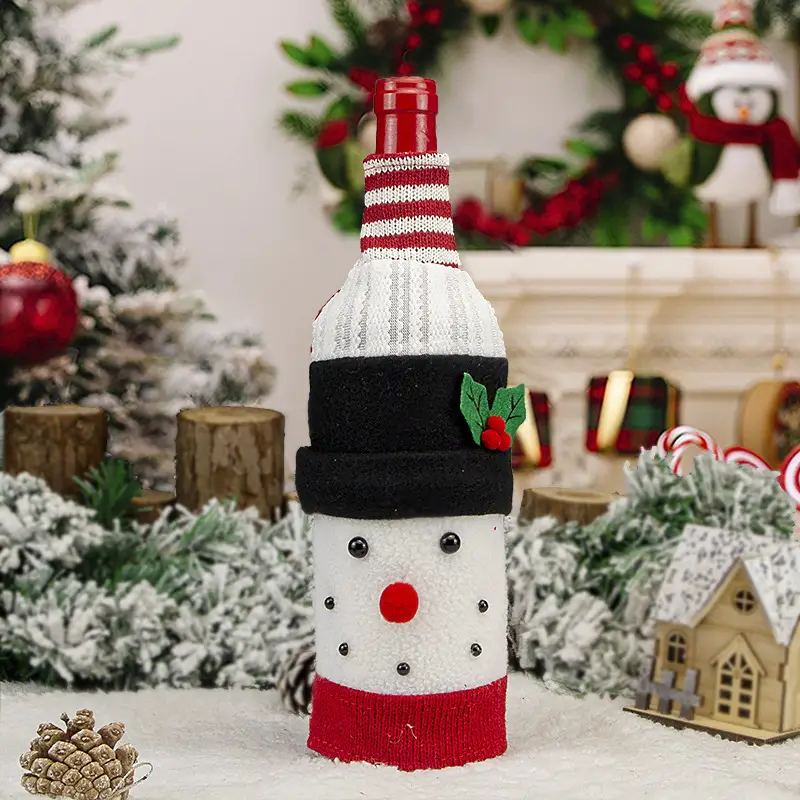Cross Border Knitted Wine Bottle Christmas Decor Set — feature 7
