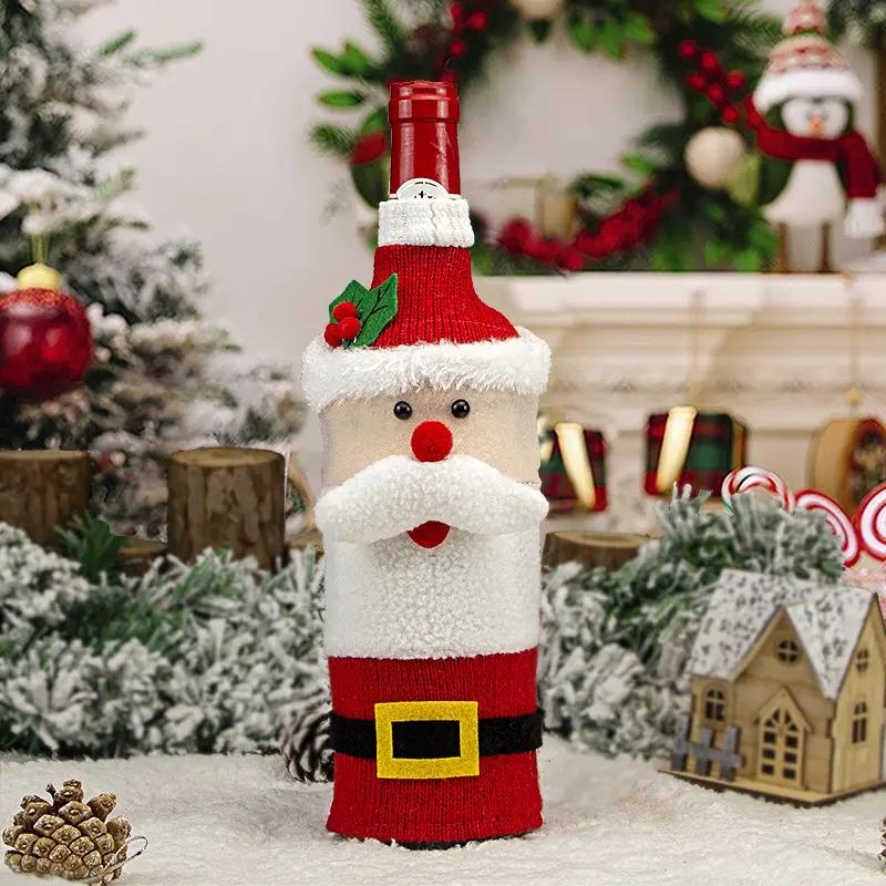 Cross Border Knitted Wine Bottle Christmas Decor Set — feature 9
