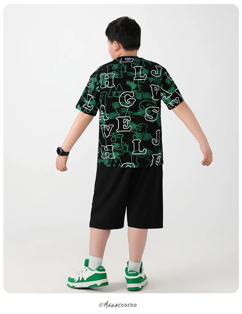 Fat Boys Green Printed T-Shirt Shorts Set Plus Size — feature 14