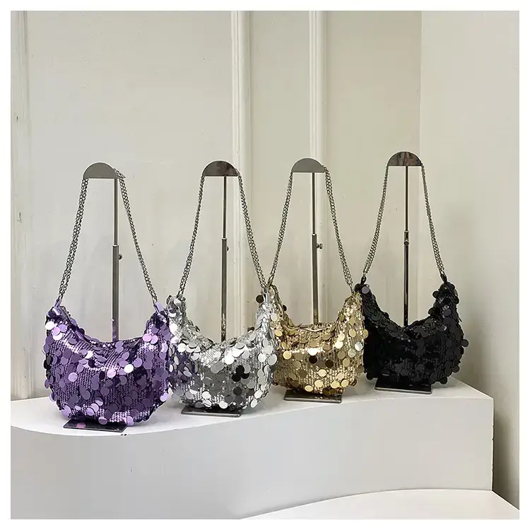 Black Lace Sequins Banquet Bag for Women - Image 5