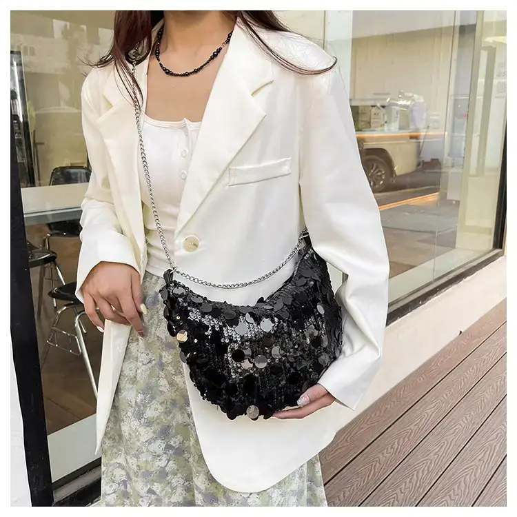 Black Lace Sequins Banquet Bag for Women — feature 25