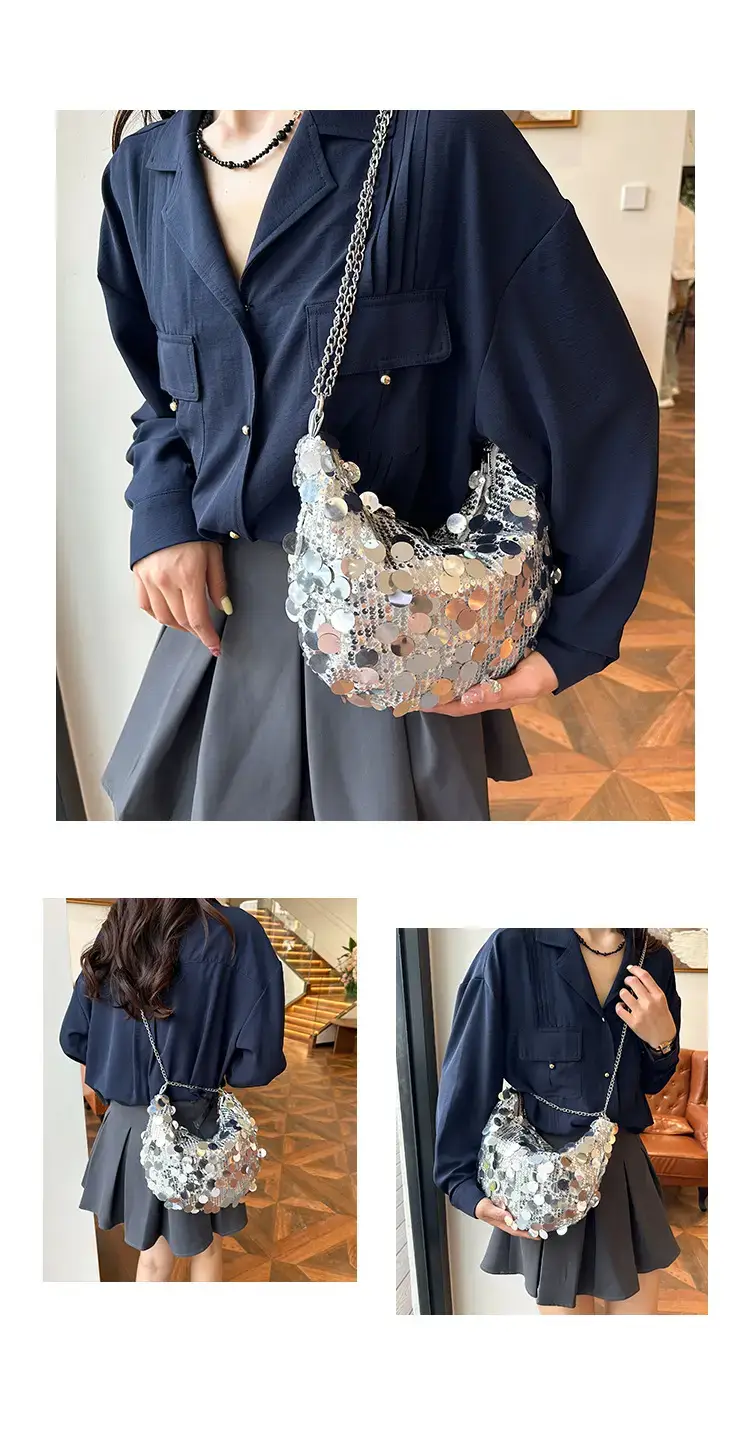 Black Lace Sequins Banquet Bag for Women — feature 30