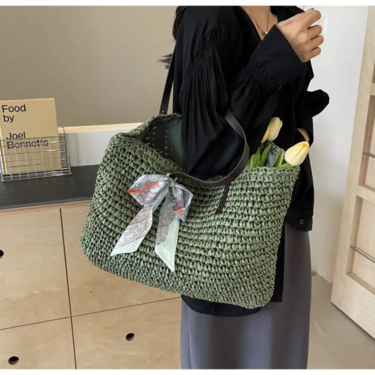 Women's Straw Woven Shoulder Bag for Summer Beach Vacation — feature 13