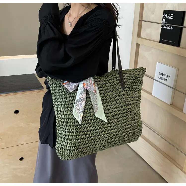 Women's Straw Woven Shoulder Bag for Summer Beach Vacation — feature 15
