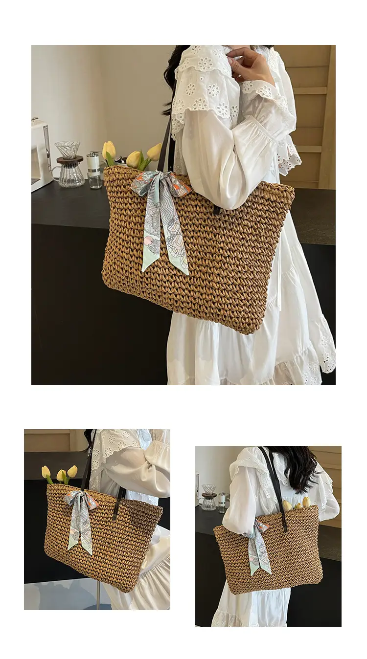 Women's Straw Woven Shoulder Bag for Summer Beach Vacation — feature 19