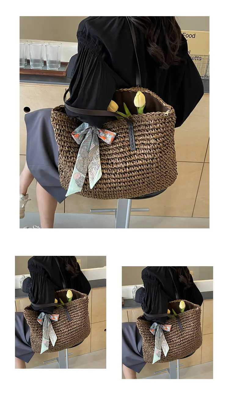 Women's Straw Woven Shoulder Bag for Summer Beach Vacation — feature 20
