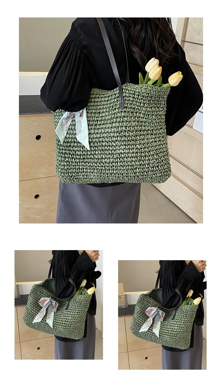 Women's Straw Woven Shoulder Bag for Summer Beach Vacation — feature 21