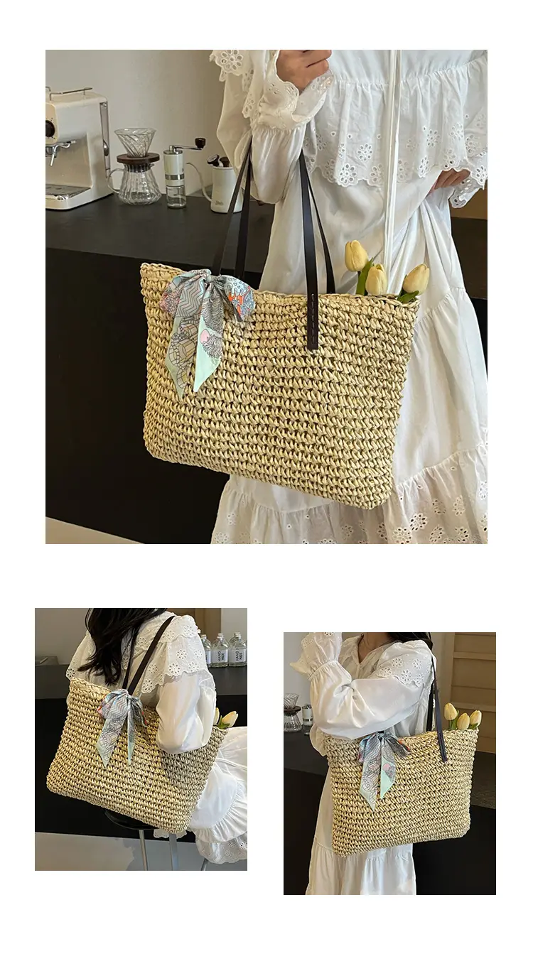 Women's Straw Woven Shoulder Bag for Summer Beach Vacation — feature 22