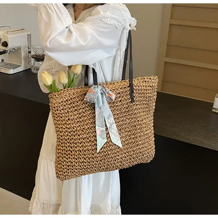 Women's Straw Woven Shoulder Bag for Summer Beach Vacation — feature 9