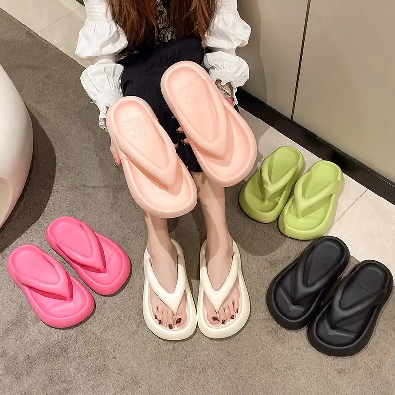 Women's Summer 2025 New Heightening Non-Slip Outer Wear Seaside Beach Slippers for Women