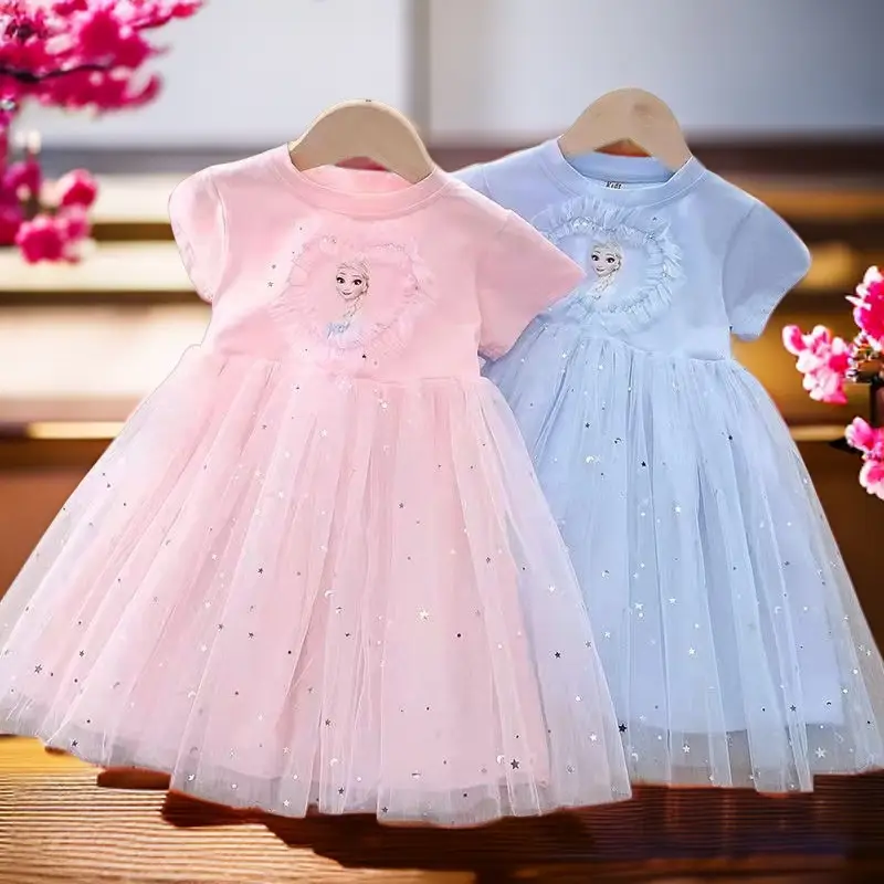 Girls Elsa Princess Dress Summer 2024 New Baby Children's Dress Stylishy Elsa Summer Children's dress