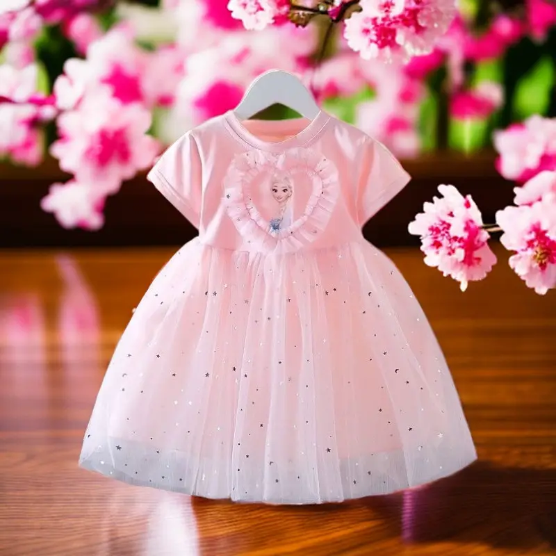 Girls Elsa Princess Dress Summer 2024 New Baby Children's Dress Stylishy Elsa Summer Children's dress