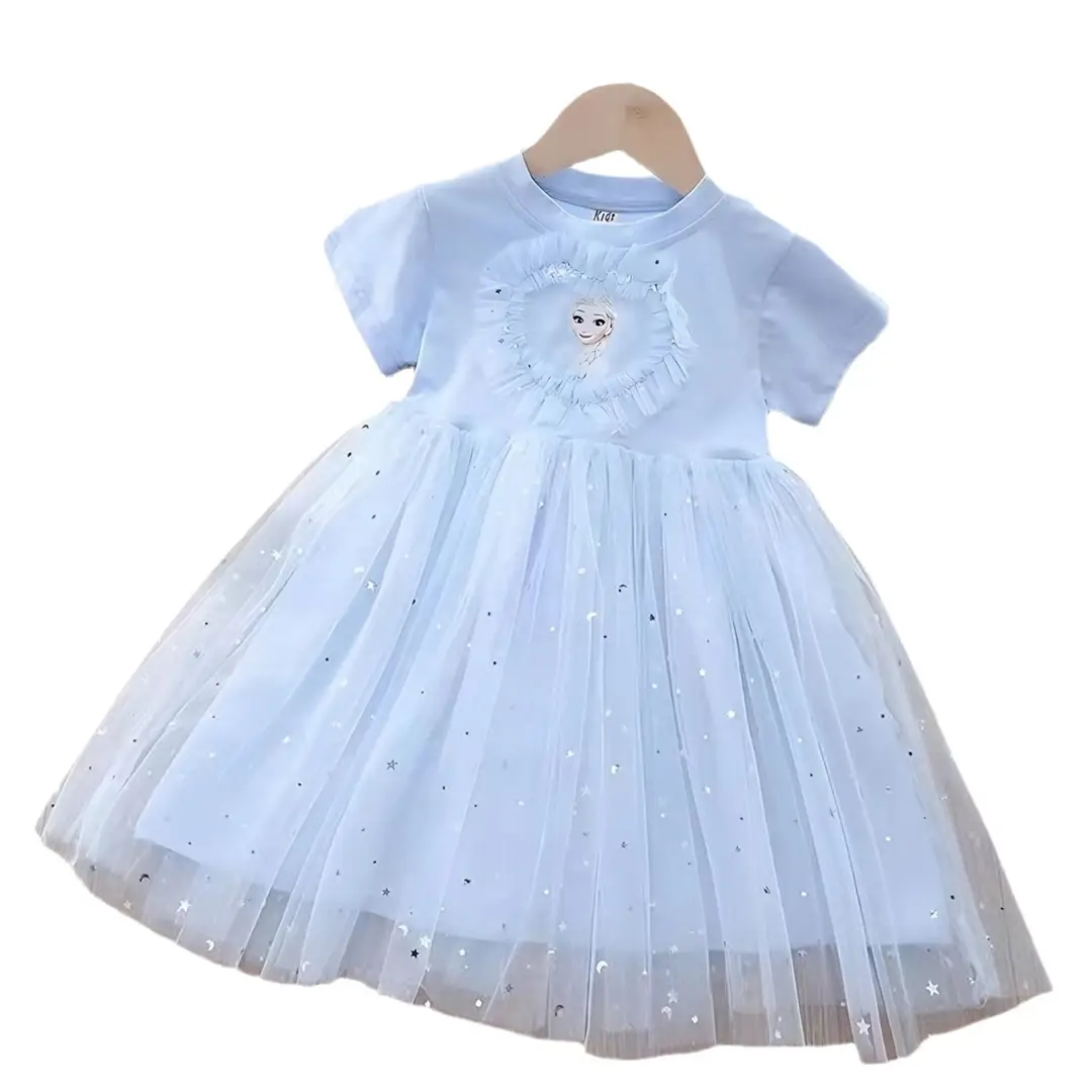 Girls Elsa Princess Dress Summer 2024 New Baby Children's Dress Stylishy Elsa Summer Children's dress