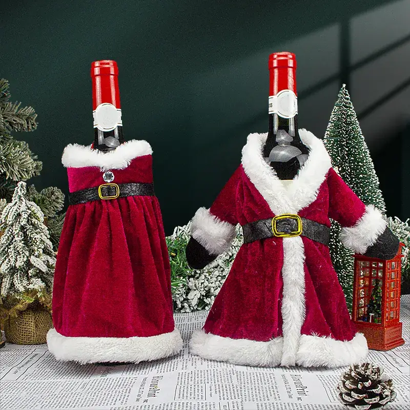 Red Velvet Christmas Dress Set for Women with Fur Trim
