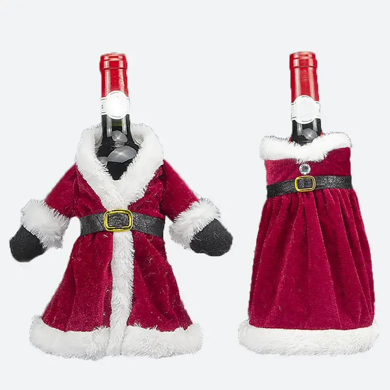 Red Velvet Christmas Dress Set for Women with Fur Trim
