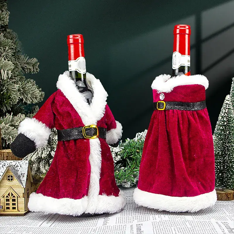 Red Velvet Christmas Dress Set for Women with Fur Trim — feature 1