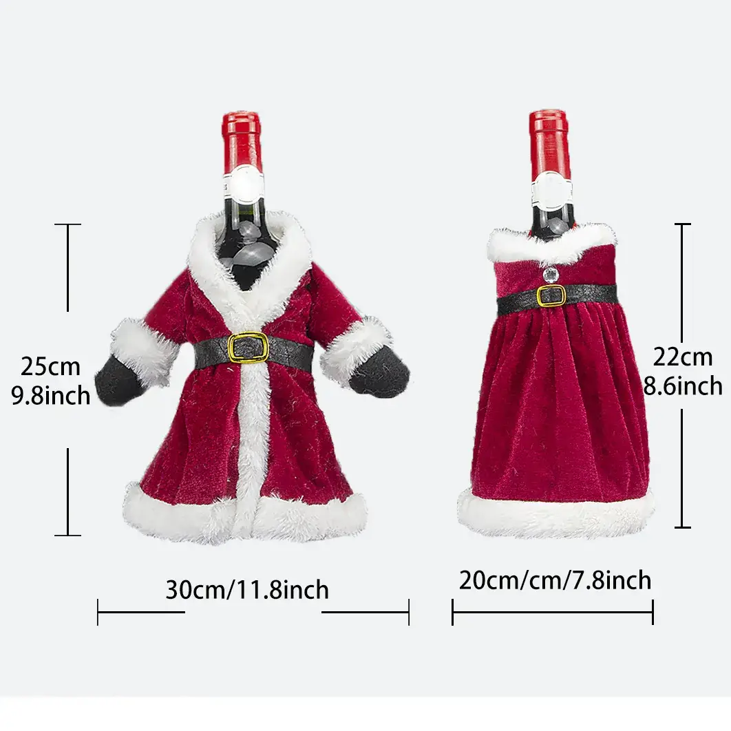 Red Velvet Christmas Dress Set for Women with Fur Trim — feature 3