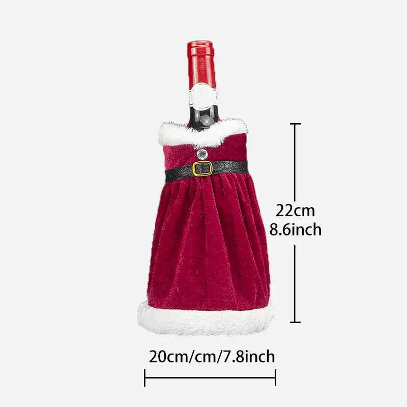 Red Velvet Christmas Dress Set for Women with Fur Trim — feature 6