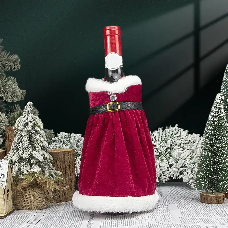 Red Velvet Christmas Dress Set for Women with Fur Trim