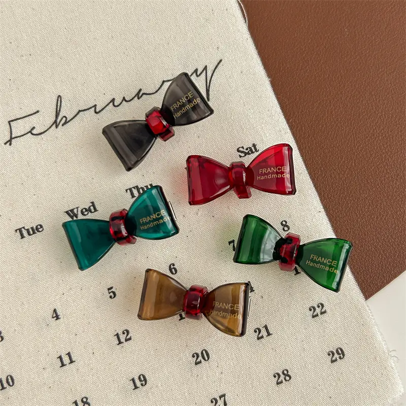 Retro Bow Hairpins Red Green Gold 8 Bangs - Image 6