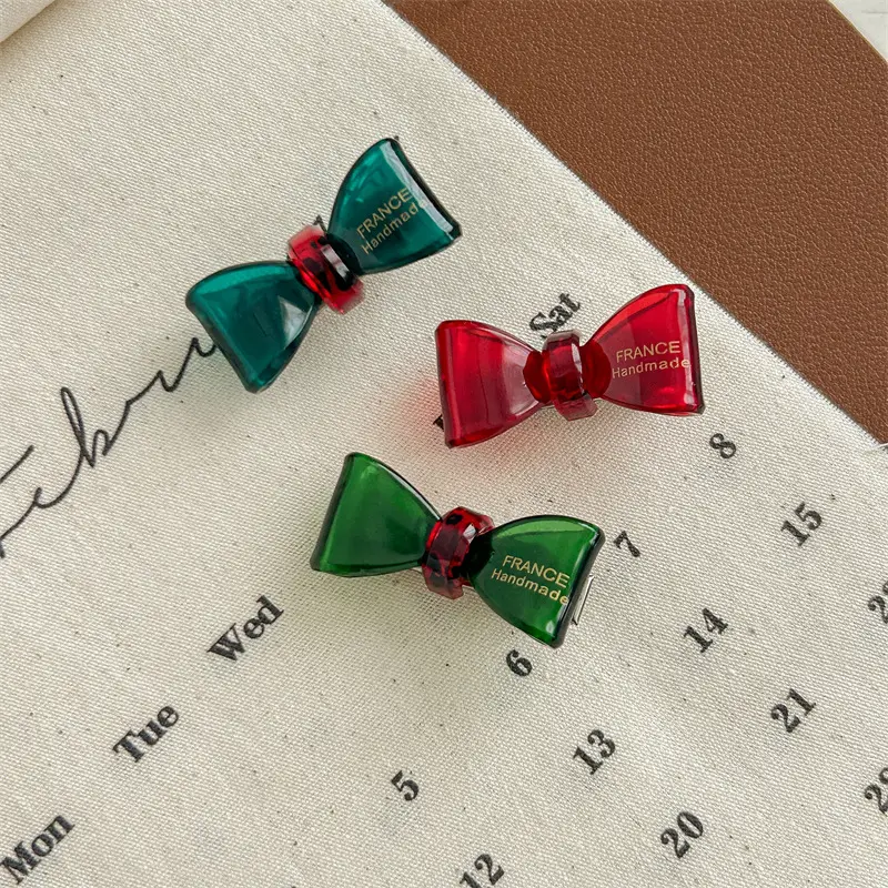 Retro Bow Hairpins Red Green Gold 8 Bangs - Image 8