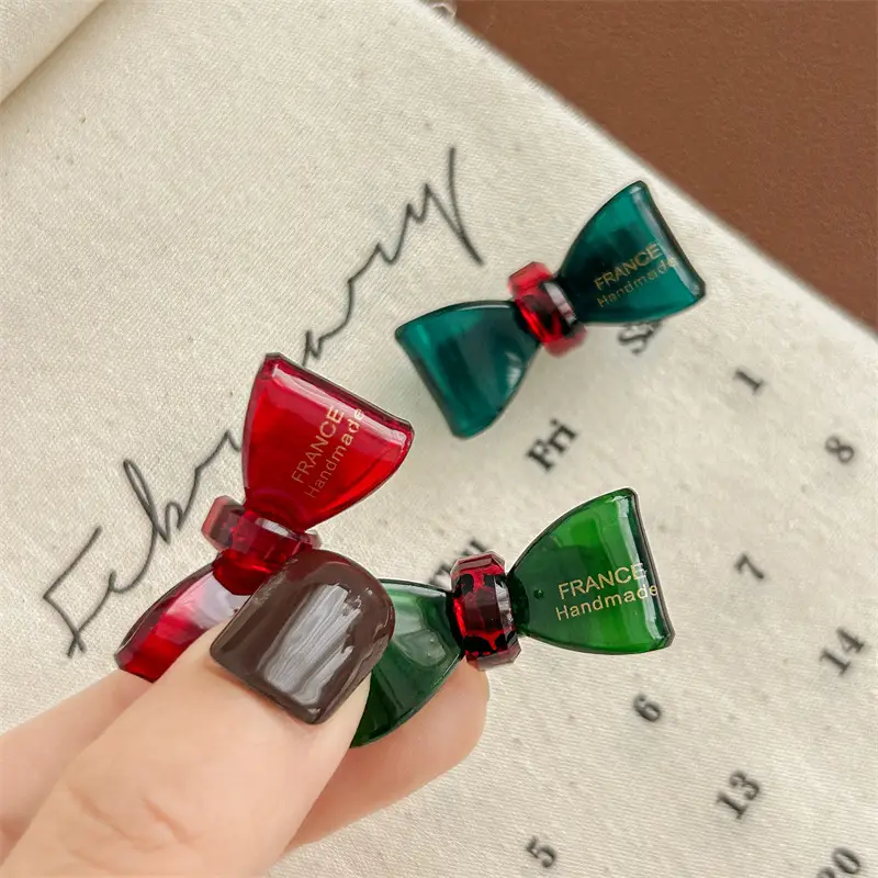Retro Bow Hairpins Red Green Gold 8 Bangs - Image 9