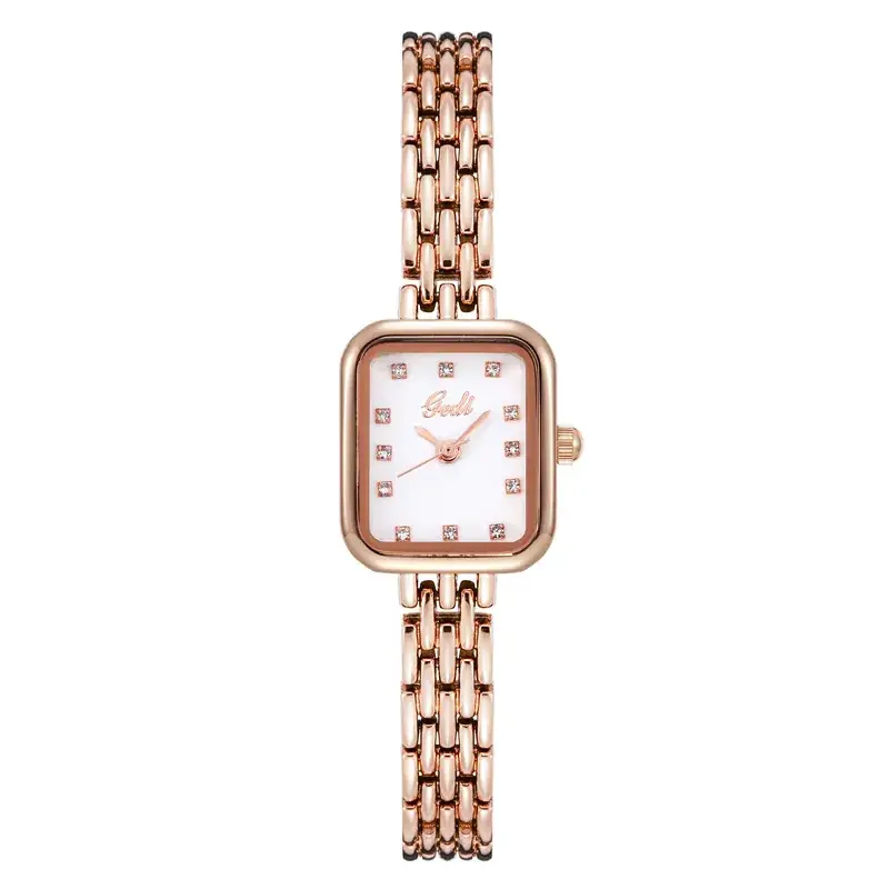 Women's Square Watch with Diamond Dial & Silver Bracelet - Image 7