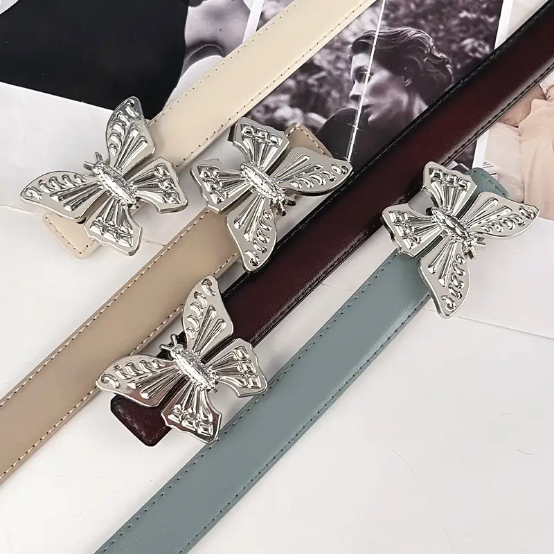 Women's Butterfly Genuine Leather Belt Pink - Image 22