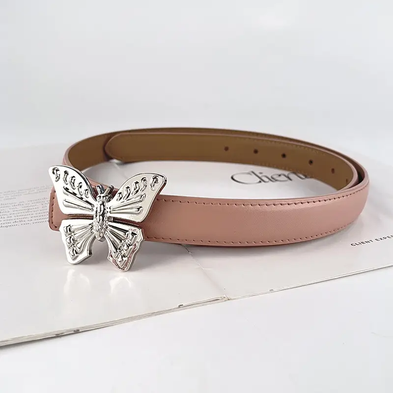 Women's Butterfly Genuine Leather Belt Pink - Image 24