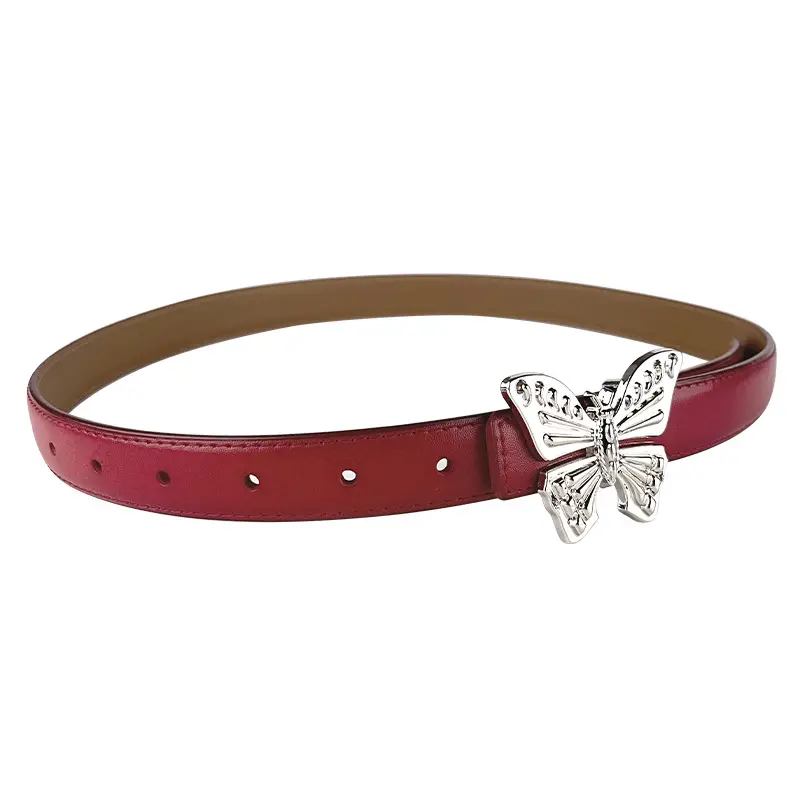 Women's Butterfly Genuine Leather Belt Pink - Image 25