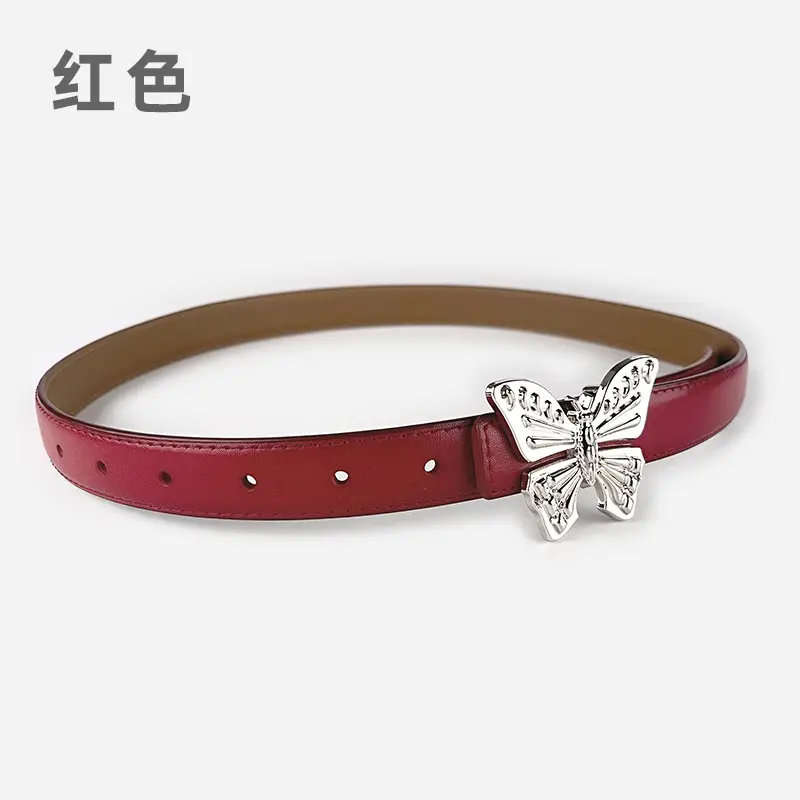 Women's Butterfly Genuine Leather Belt Pink - Image 10