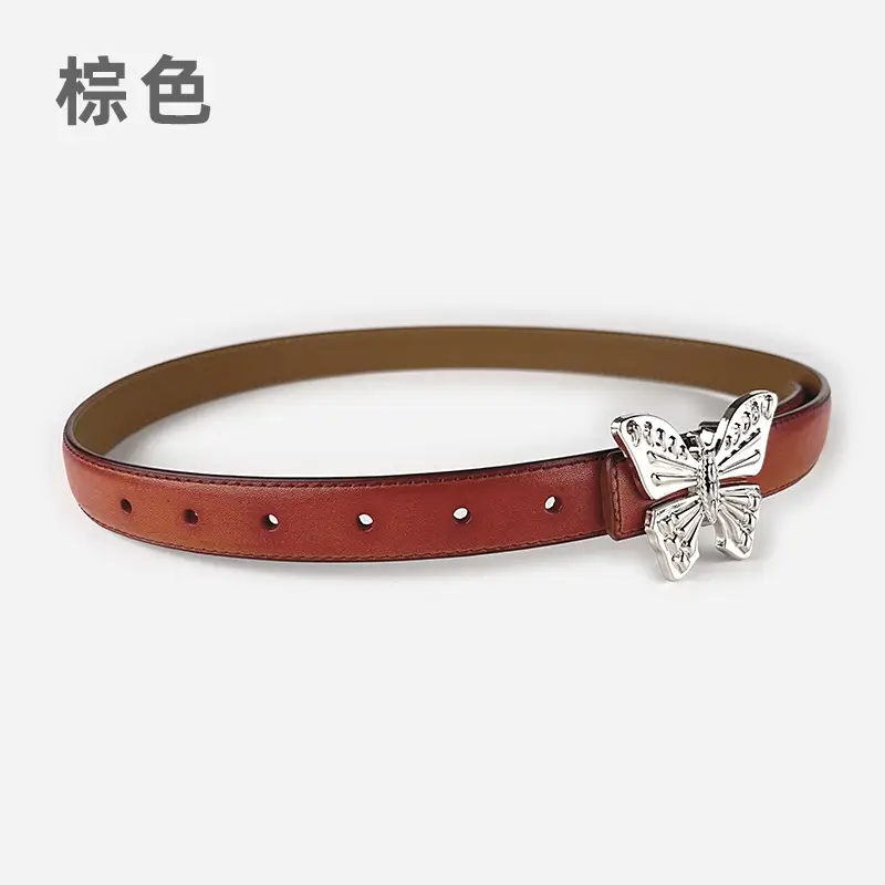 Women's Butterfly Genuine Leather Belt Pink - Image 11
