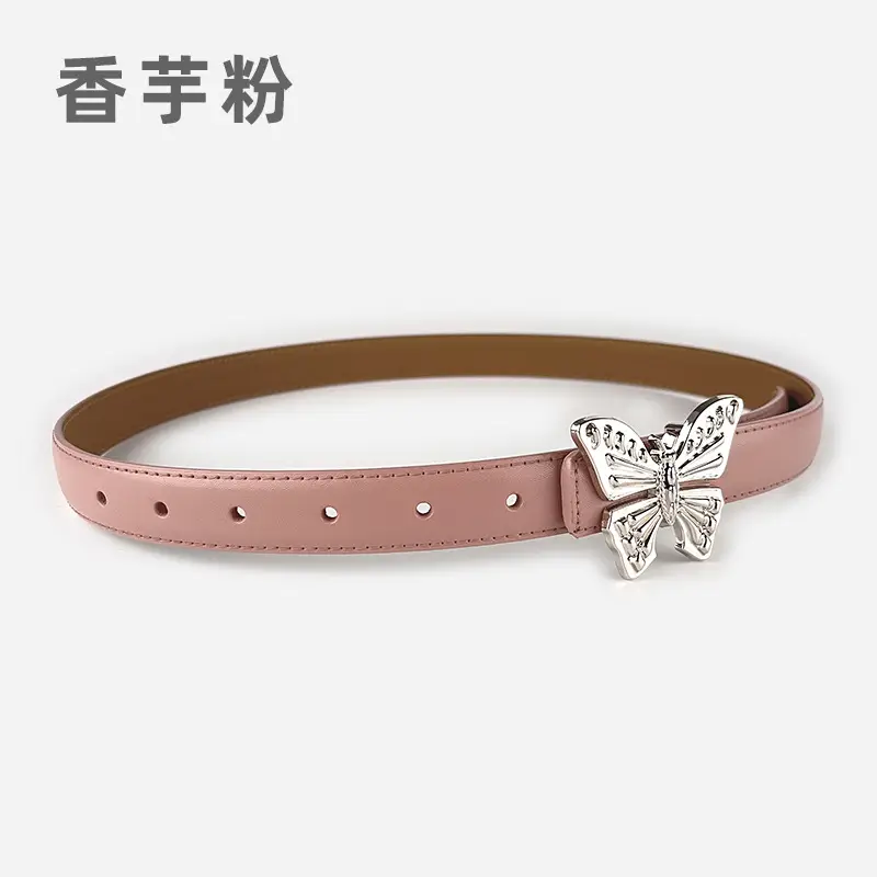 Women's Butterfly Genuine Leather Belt Pink - Image 12