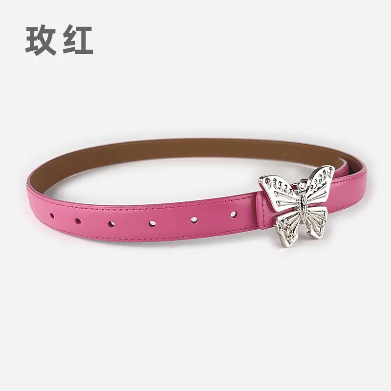 Women's Butterfly Genuine Leather Belt Pink - Image 14