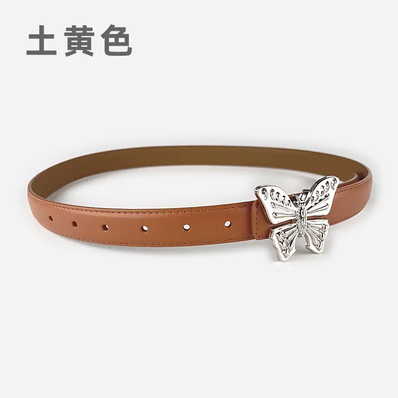 Women's Butterfly Genuine Leather Belt Pink - Image 15