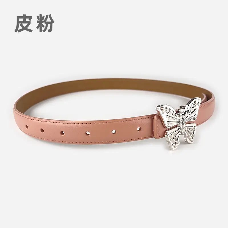 Women's Butterfly Genuine Leather Belt Pink - Image 18