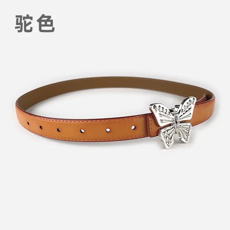 Women's Butterfly Genuine Leather Belt Pink - Image 2