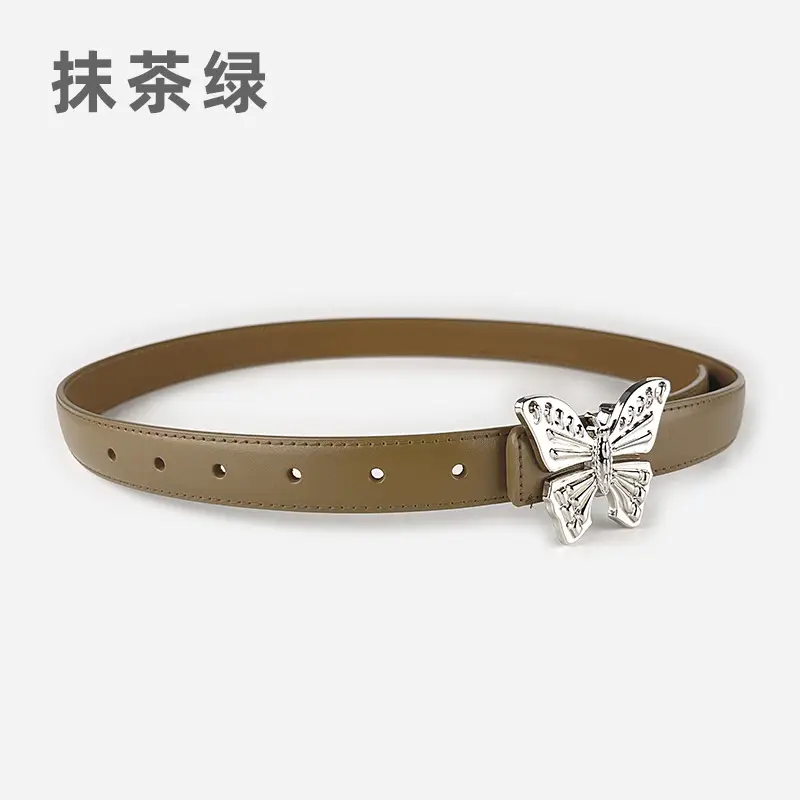Women's Butterfly Genuine Leather Belt Pink - Image 20