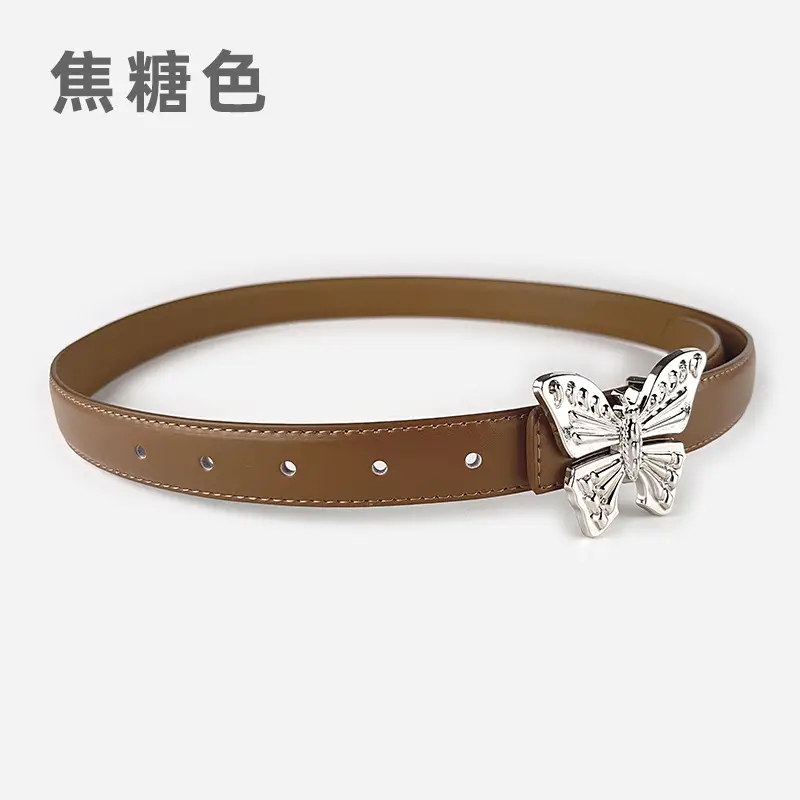 Women's Butterfly Genuine Leather Belt Pink - Image 3