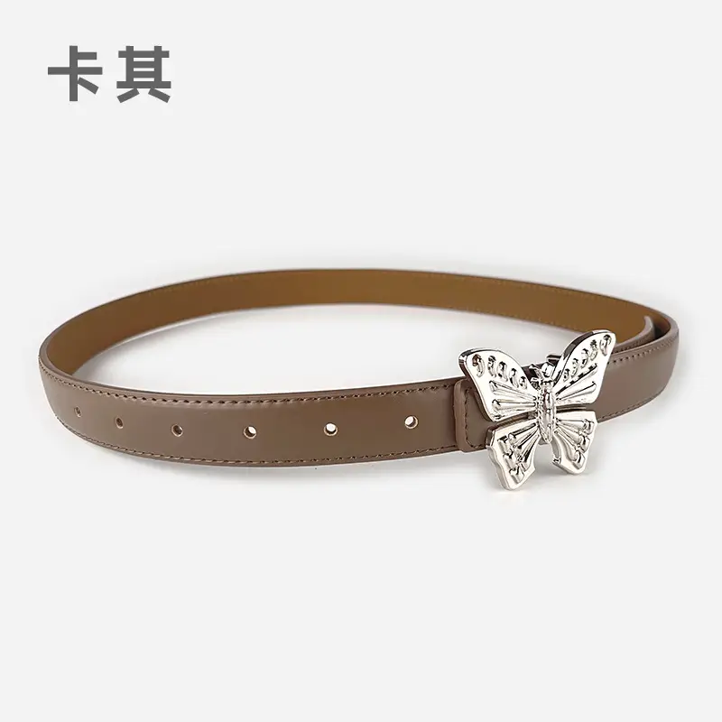 Women's Butterfly Genuine Leather Belt Pink - Image 5