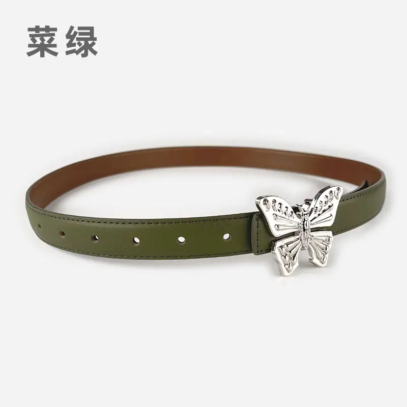 Women's Butterfly Genuine Leather Belt Pink - Image 9