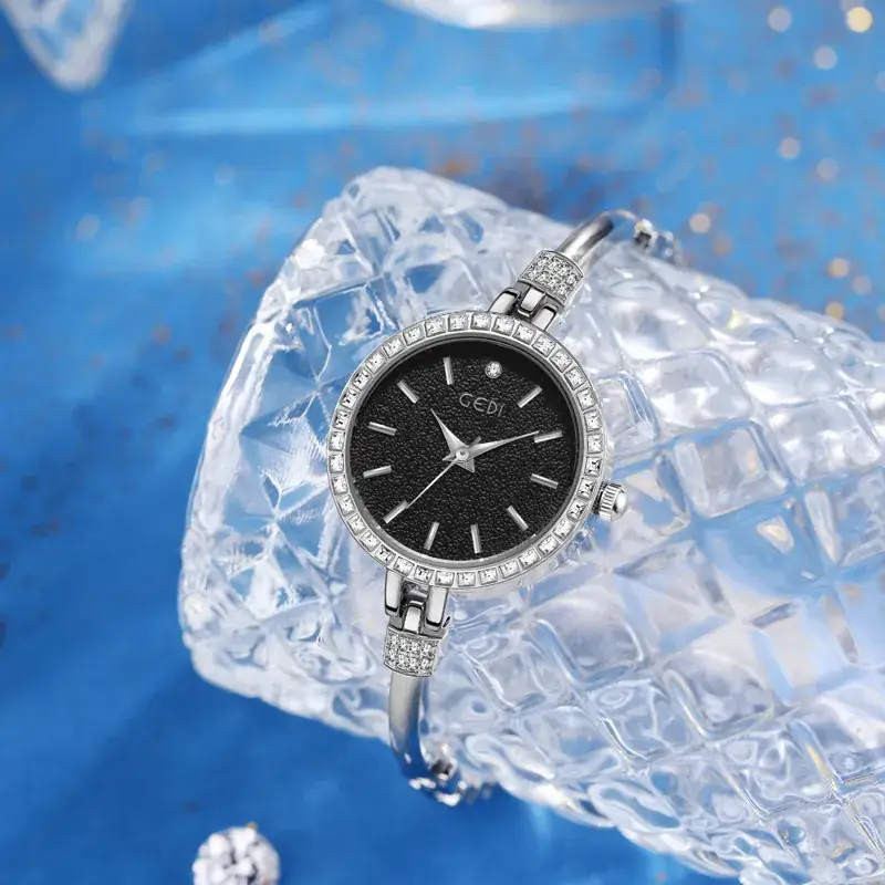 Gold Diamond Encrusted Women's Quartz Watch