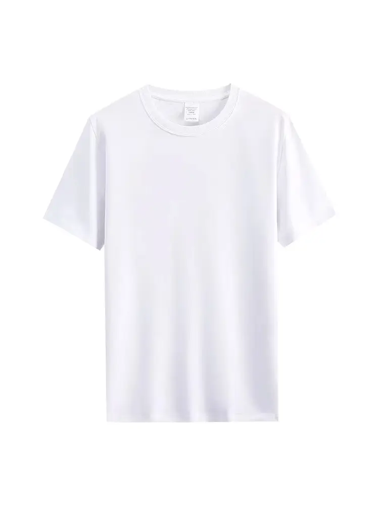 Men's White Cotton T-Shirt Round Neck Short Sleeve